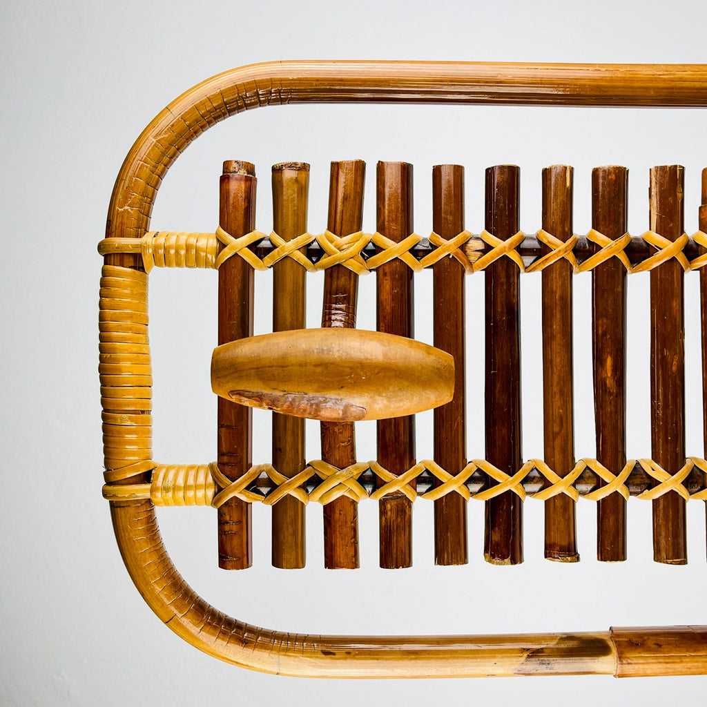Mid-century modern Bamboo & Rattan Coat Rack by Olaf von Bohr, Italy, 1950s