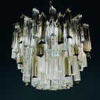 Original cascade Murano glass Crystal Prism Chandelier from Venini, Italy 1970s