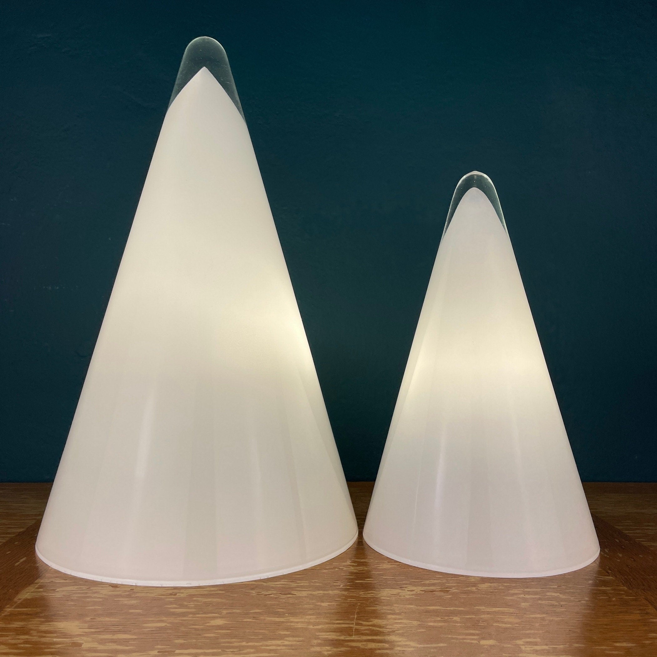 Pair of murano table lamps Cone Italy 1970s Italian Modern Mid-century home decor