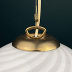 Vintage swirl white Murano glass pendant lamp, Italy 1970s