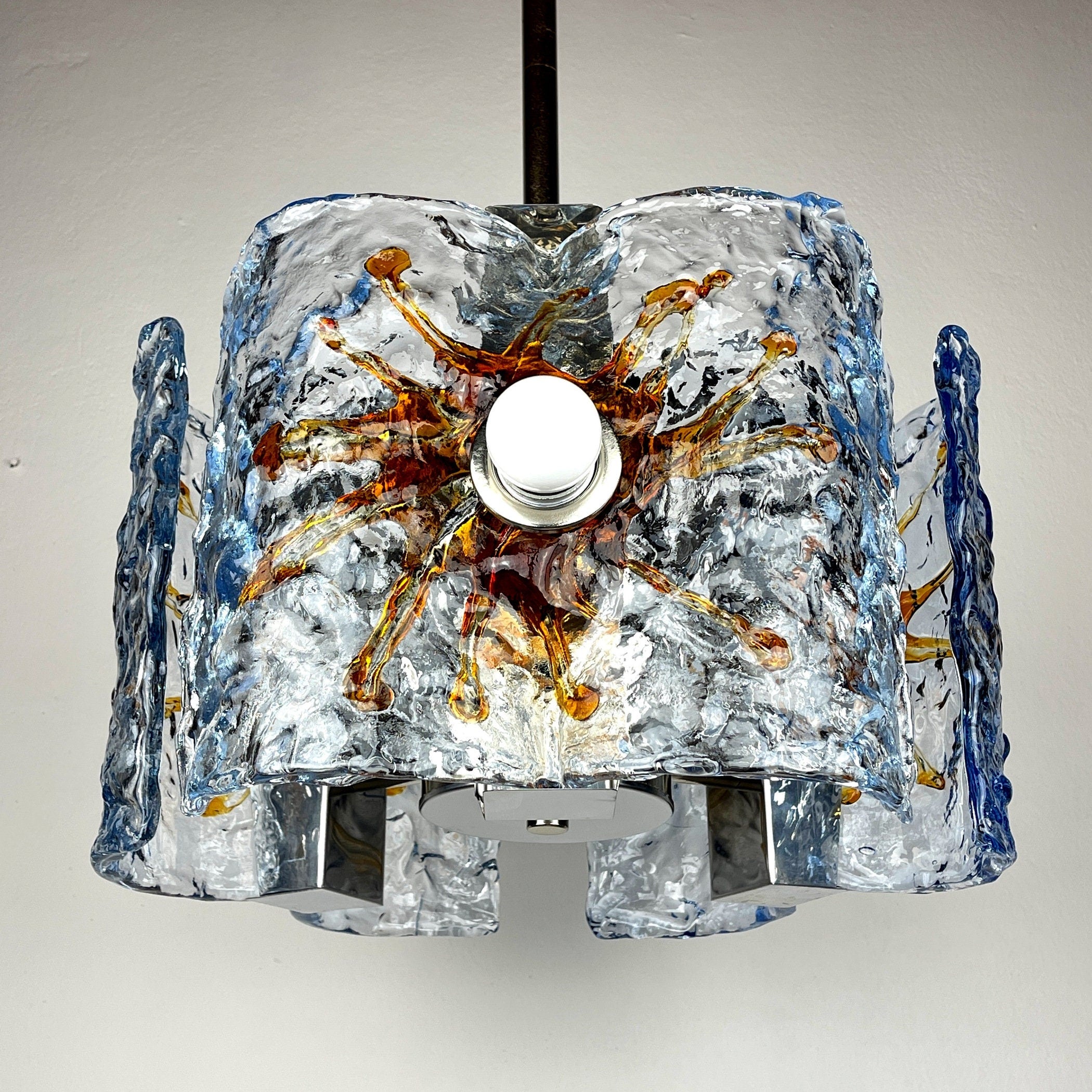Mid-Century AV Mazzega Murano Glass Chandelier: Italian Space Age Lighting
