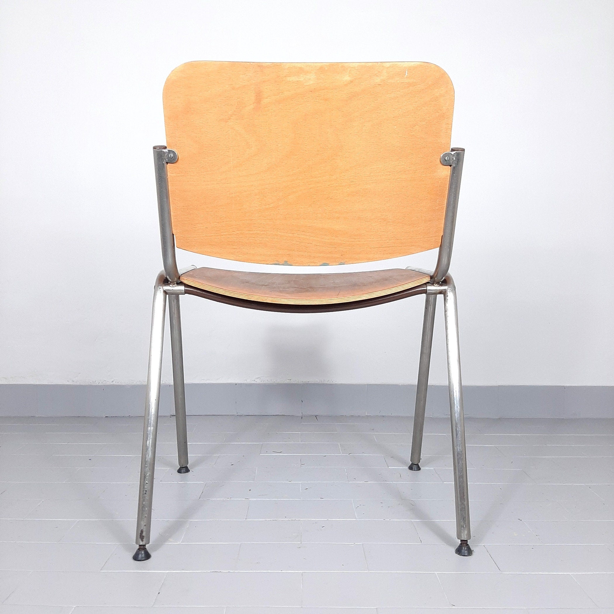Retro desk chair from 80s Yugoslavia Stol Kamnik Plywood Metal Chrome Leg Retro office