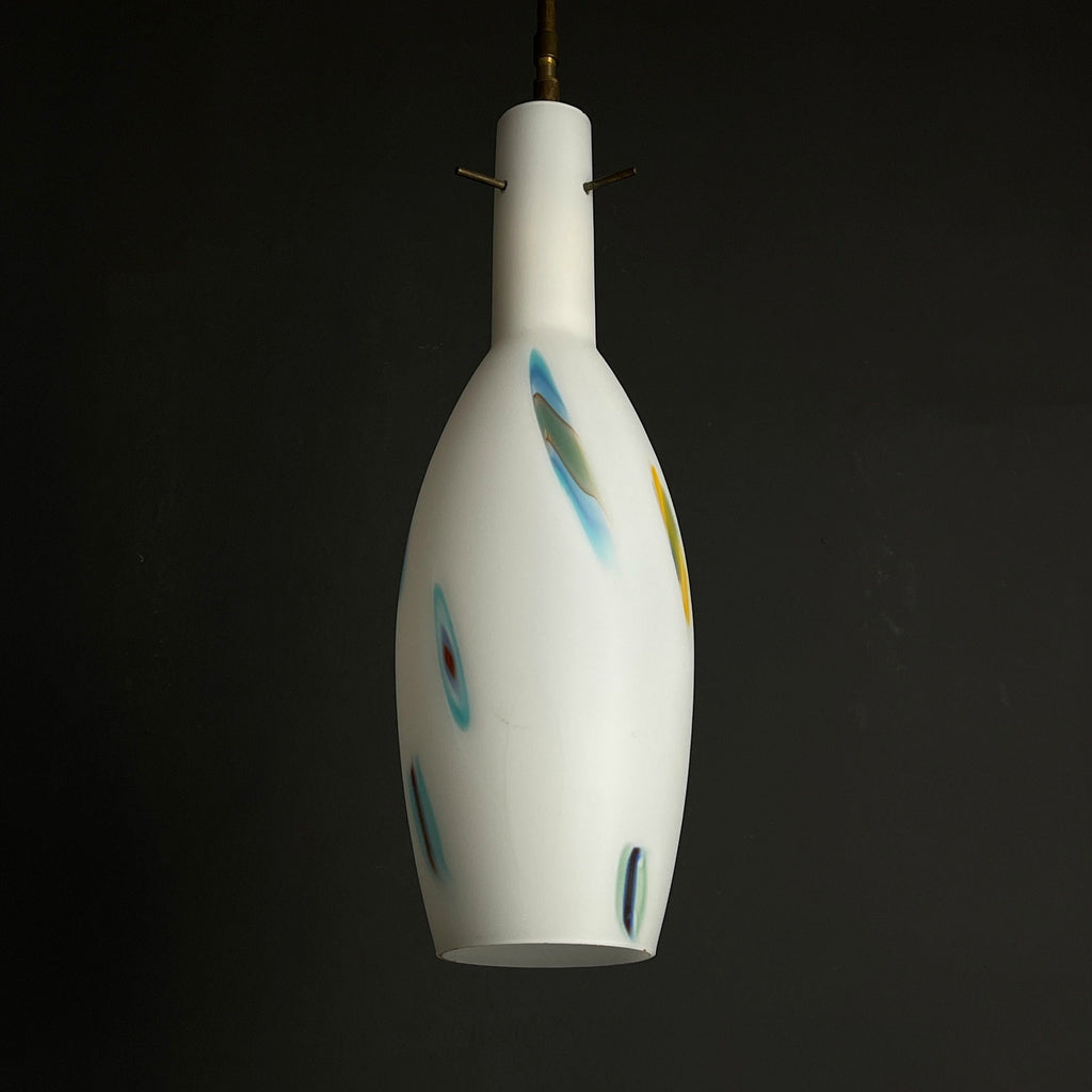 Multicolor opaline murano glass pendant lamp by Stilnovo, Italy 1950s, Mid-century modern