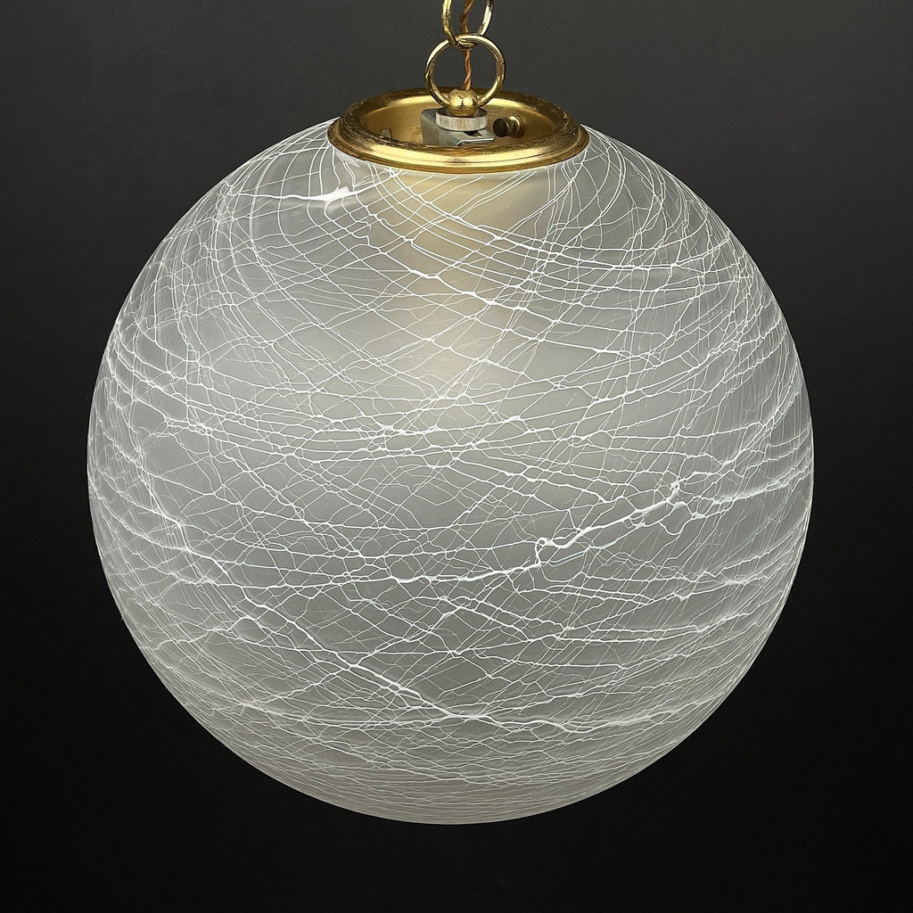Vintage large swirl murano glass pendant lamp Italy 1970s Mid-century modern italian lighting