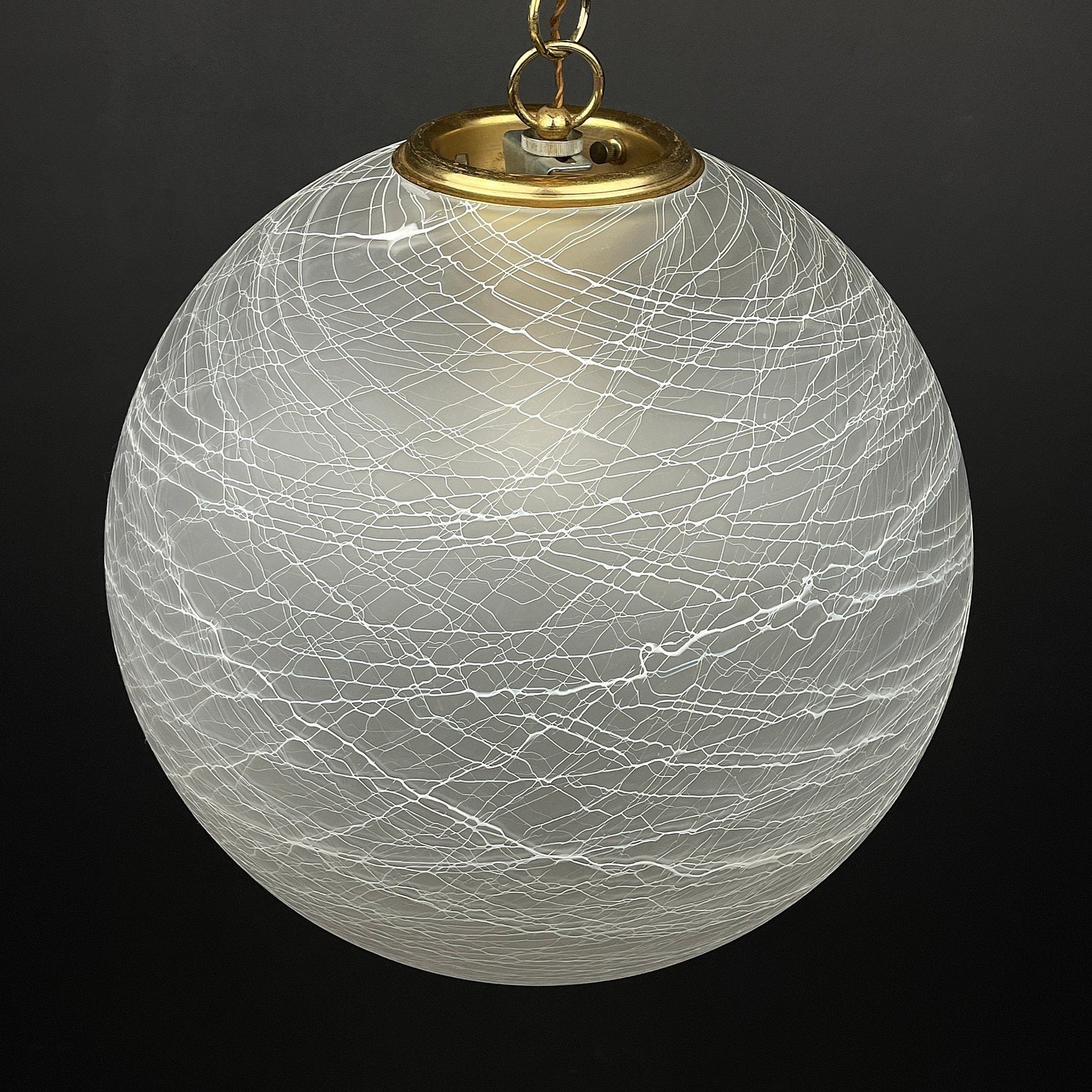 Vintage large swirl murano glass pendant lamp Italy 1970s Mid-century modern italian lighting