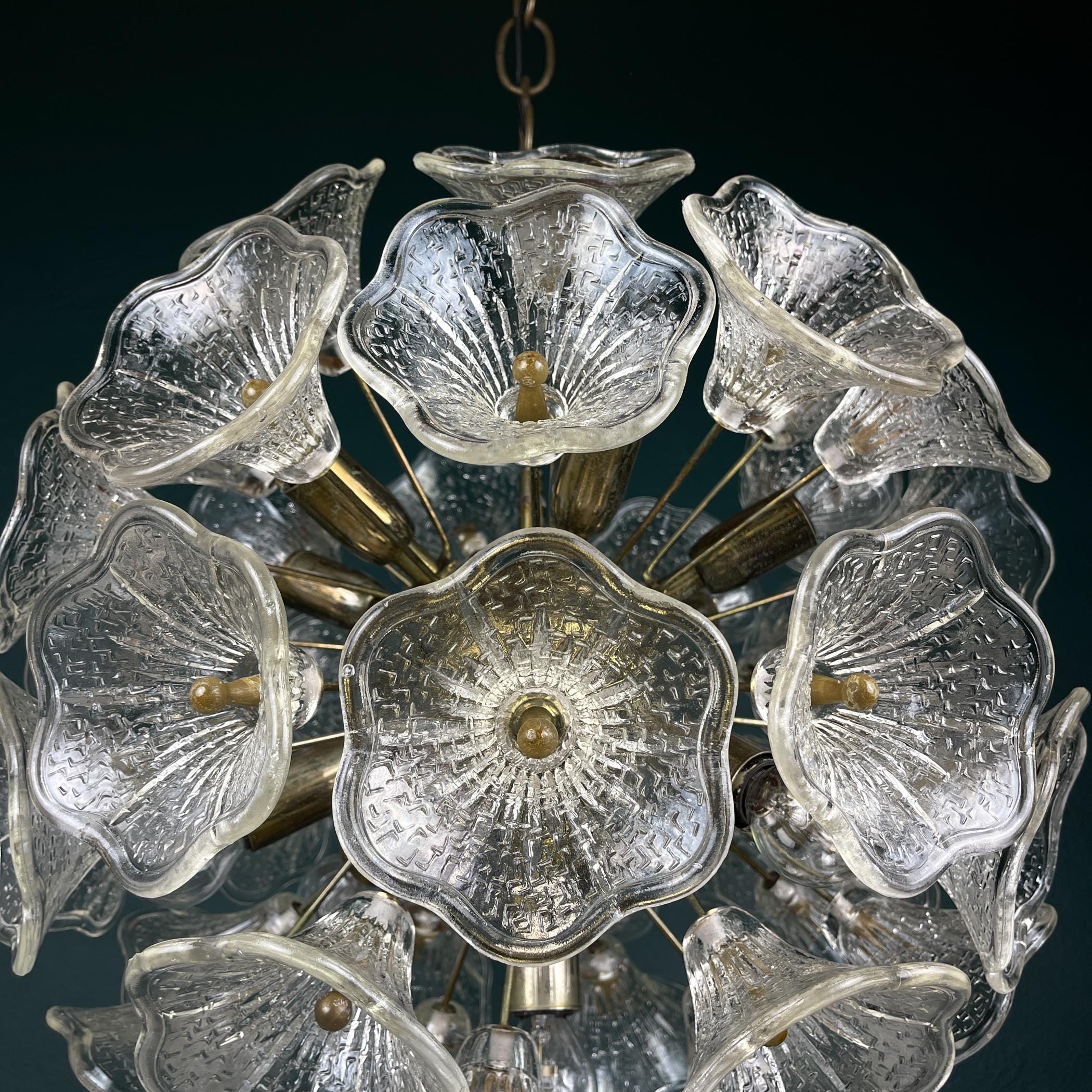 Large Murano chandelier Flower Sputnik by Paolo Venini for VeArt, Italy, 1960s