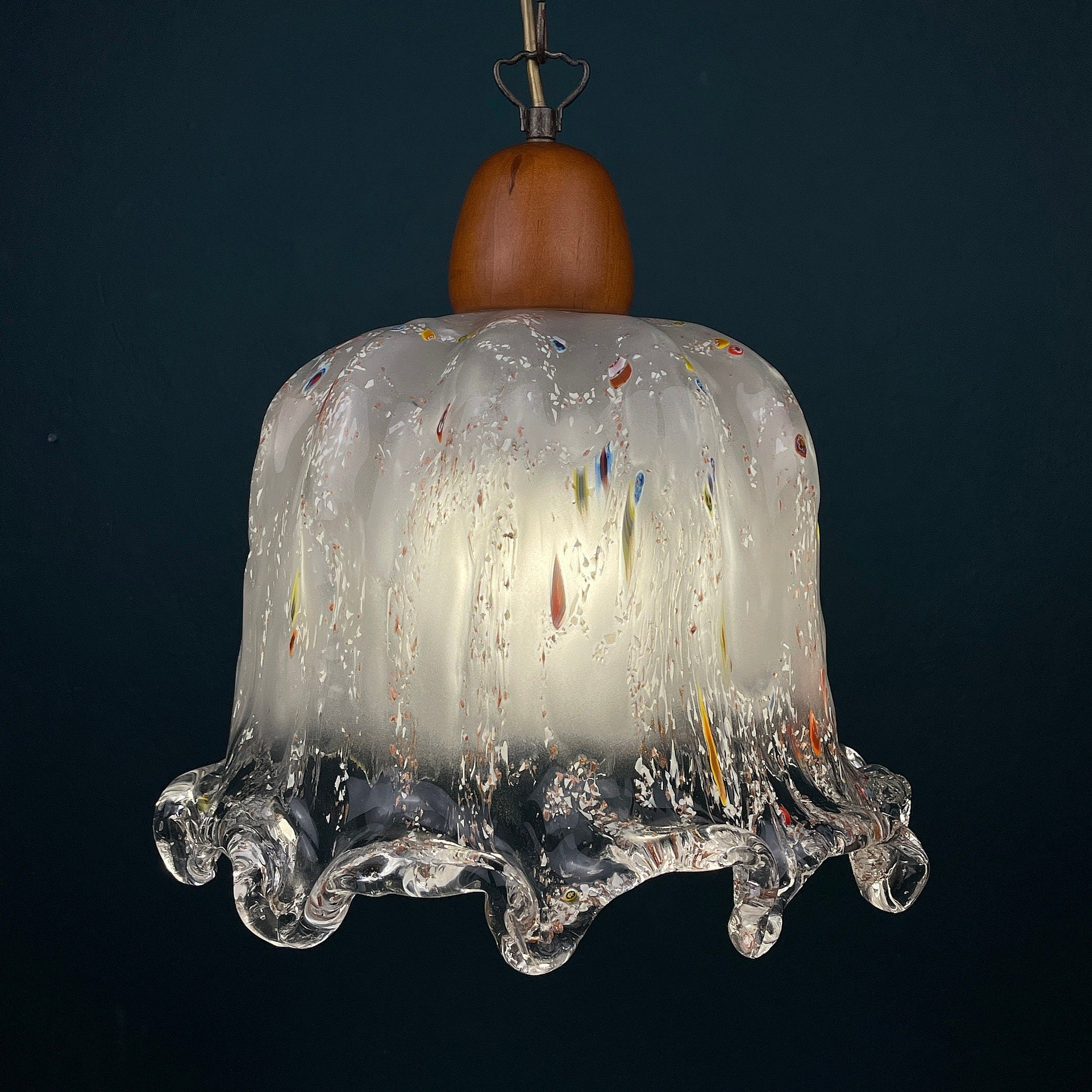 Vintage Murano Glass Pendant Lamp: Sylcom Italian Murrine Lighting