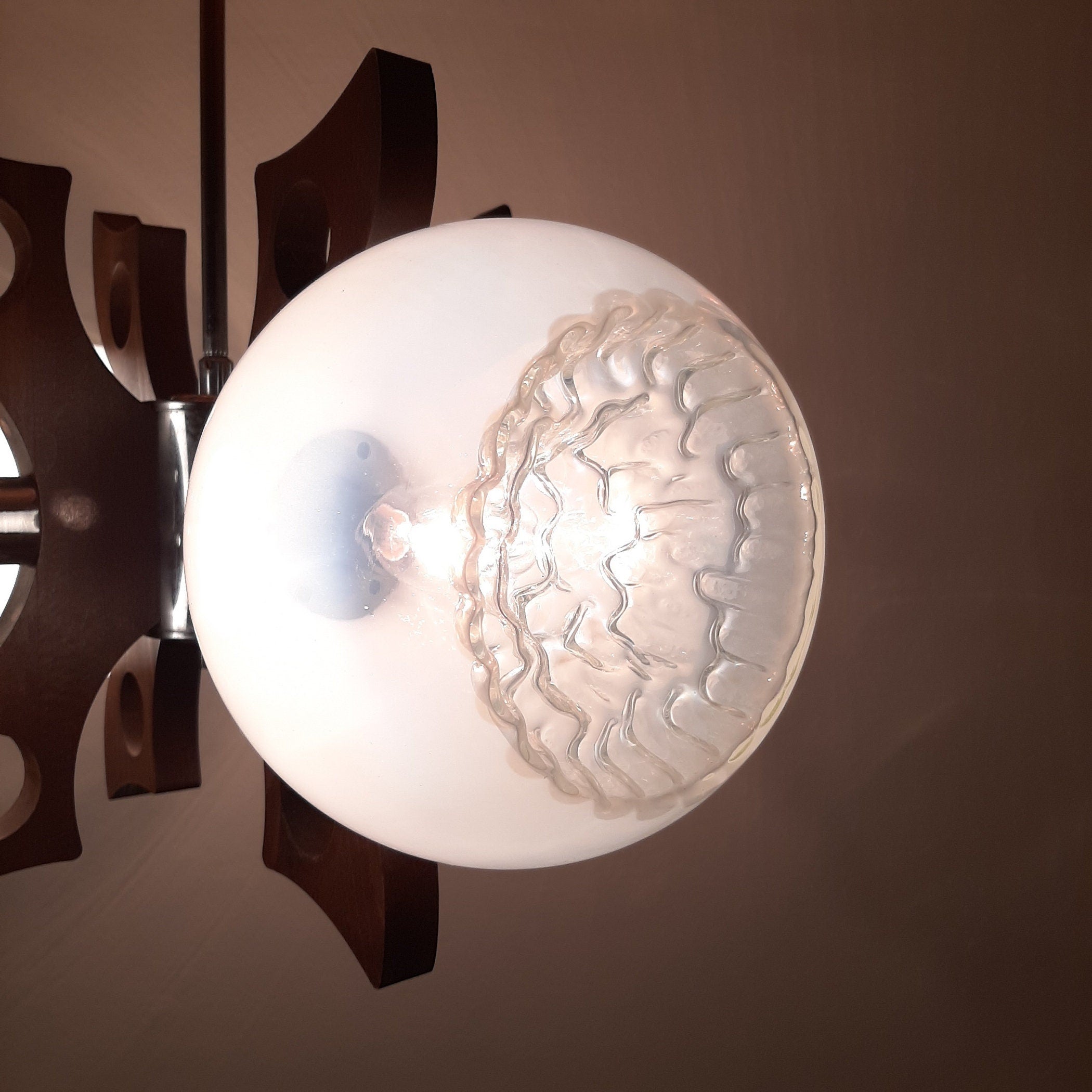 Mid-Century Mazzega Murano Glass Pendant Lamp - 70s Space Age Lighting