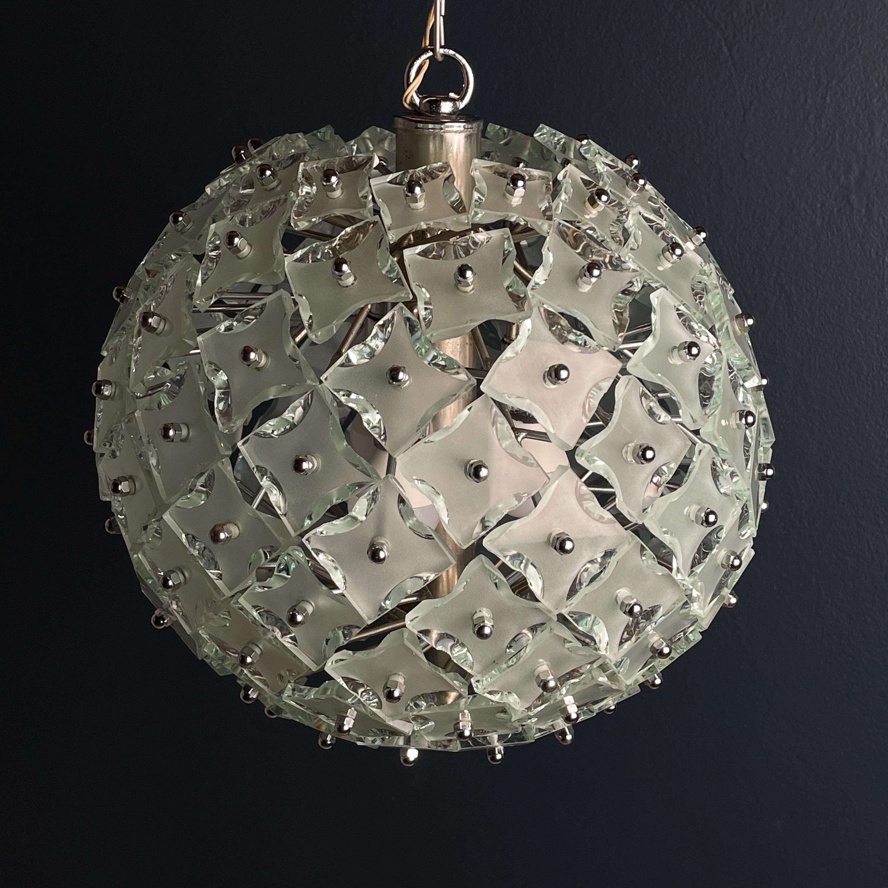 Vintage chandelier Sputnik by Fontana Arte, Italy 1960s, mid-century Italian modern