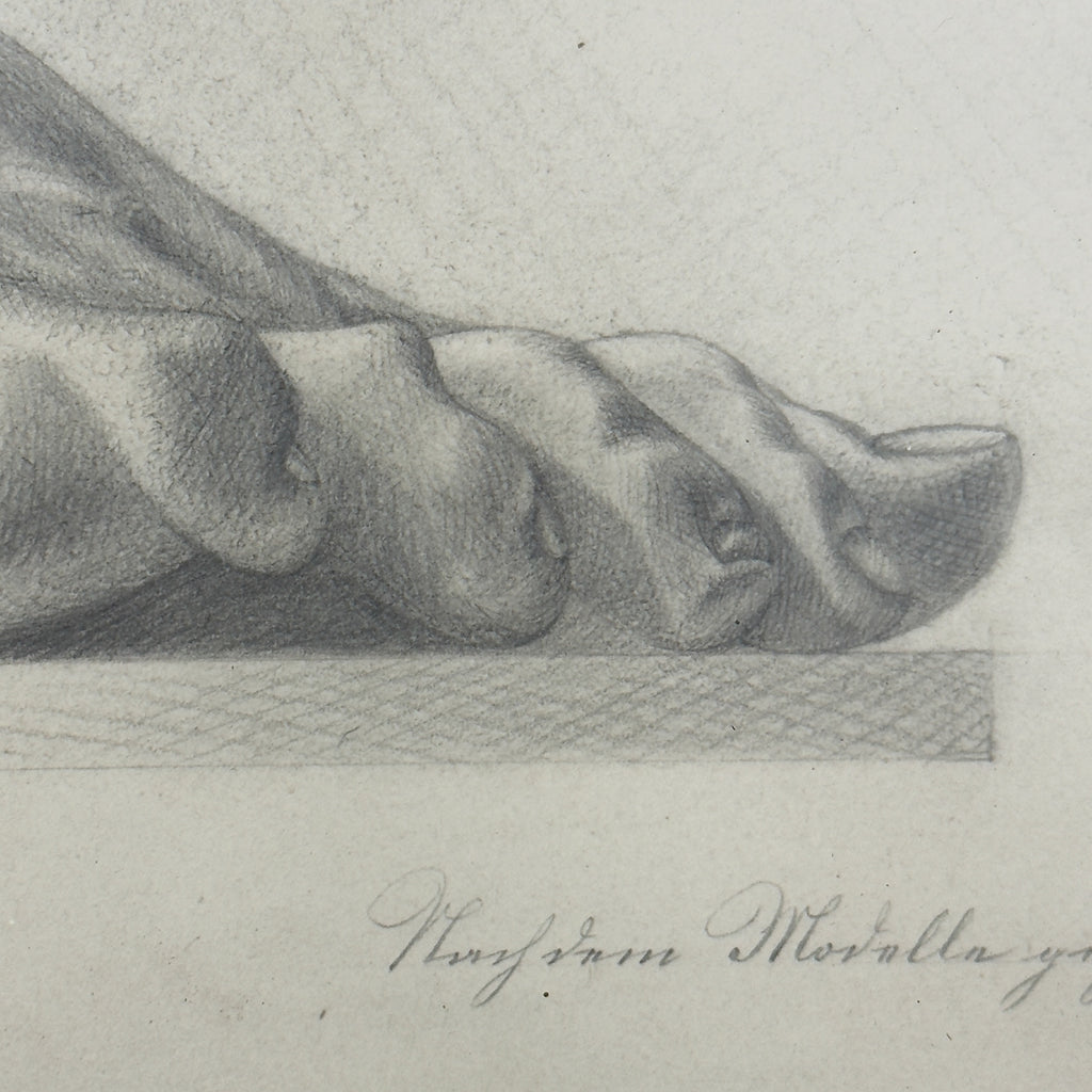 Antique pencil drawing Feet, artist F. Mucke, Austria 1802