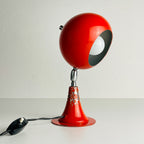 Vintage red metal desk lamp Eyeball Italy 1970s, Mid-century modern, Space Age design