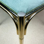 Vintage Brass Faux Bamboo Dining Set: 4 Chairs & Smoked Glass Table, France 1970s