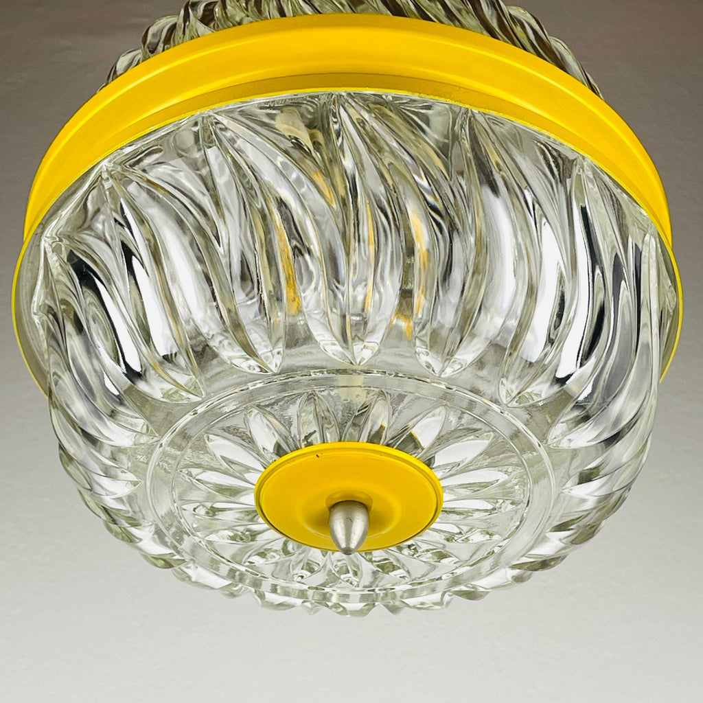 Mid-century yellow pendant lamp Italy 1960s Vintage Italian lighting Space Age