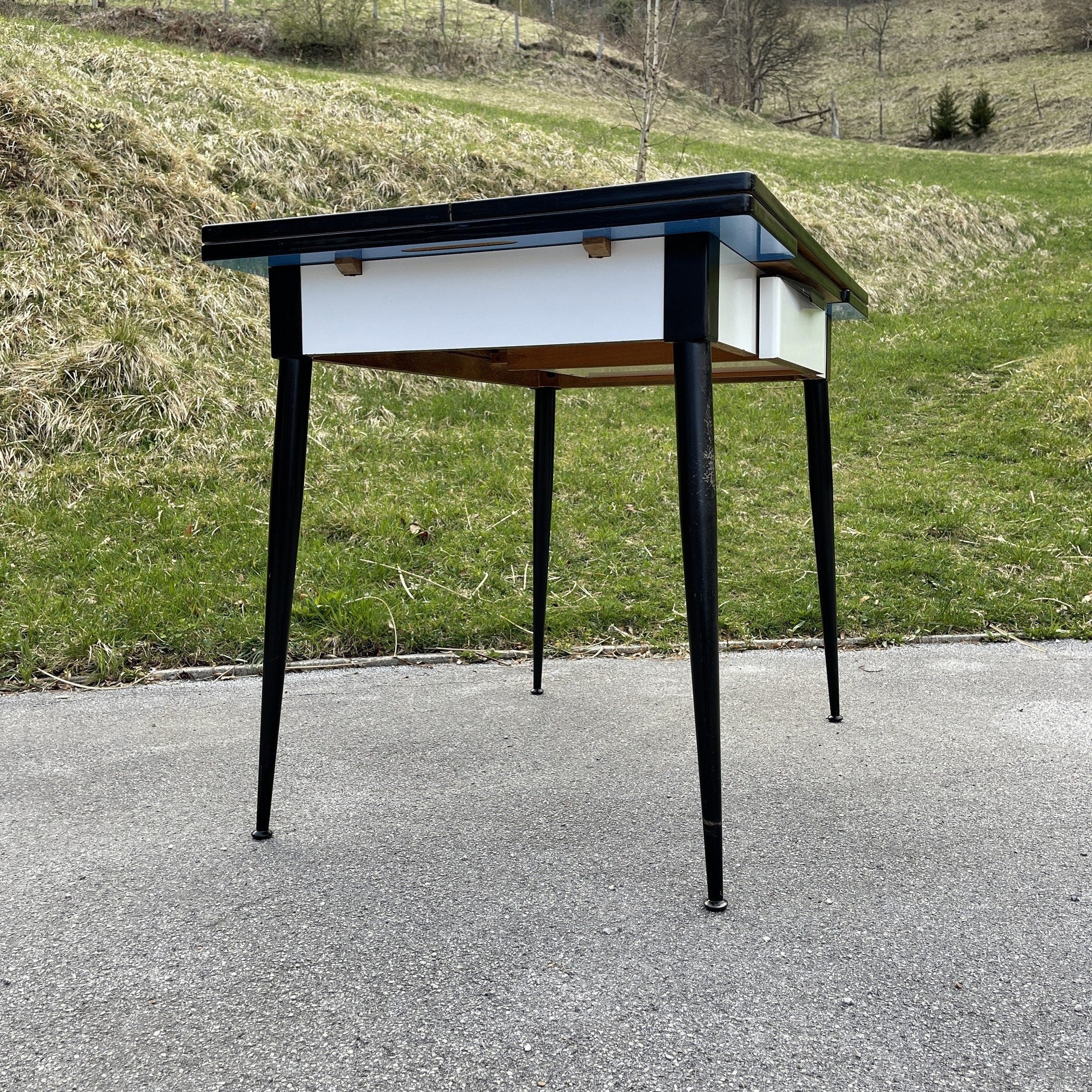 Mid-Century Modern Dining Set: Salvarani Aviator Table & 4 Chairs, Italy 1950s