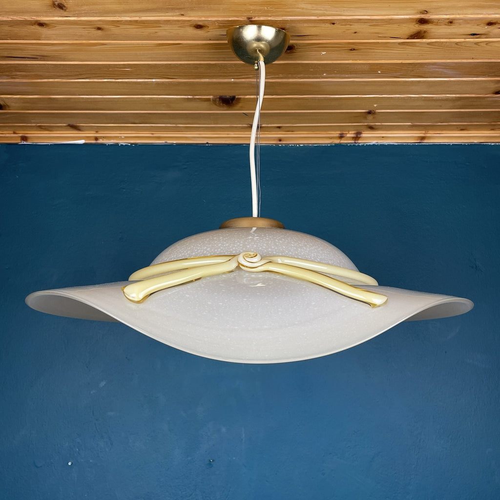 Murano pendant lamp woman's wide-brim-hat Italy 1970s Mid-century italian lighting