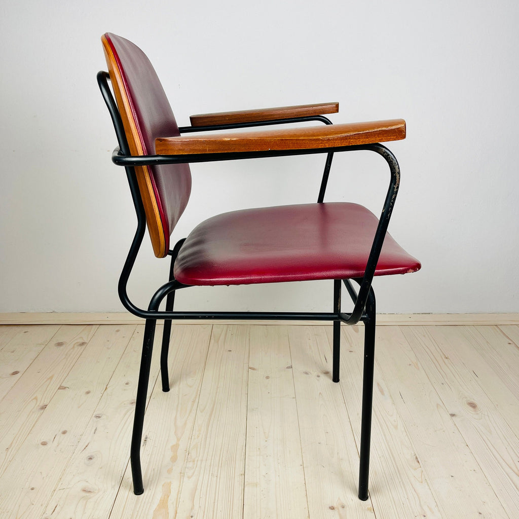 Mid-century red chair Italy 1960s Vintage italian furniture Home office chair