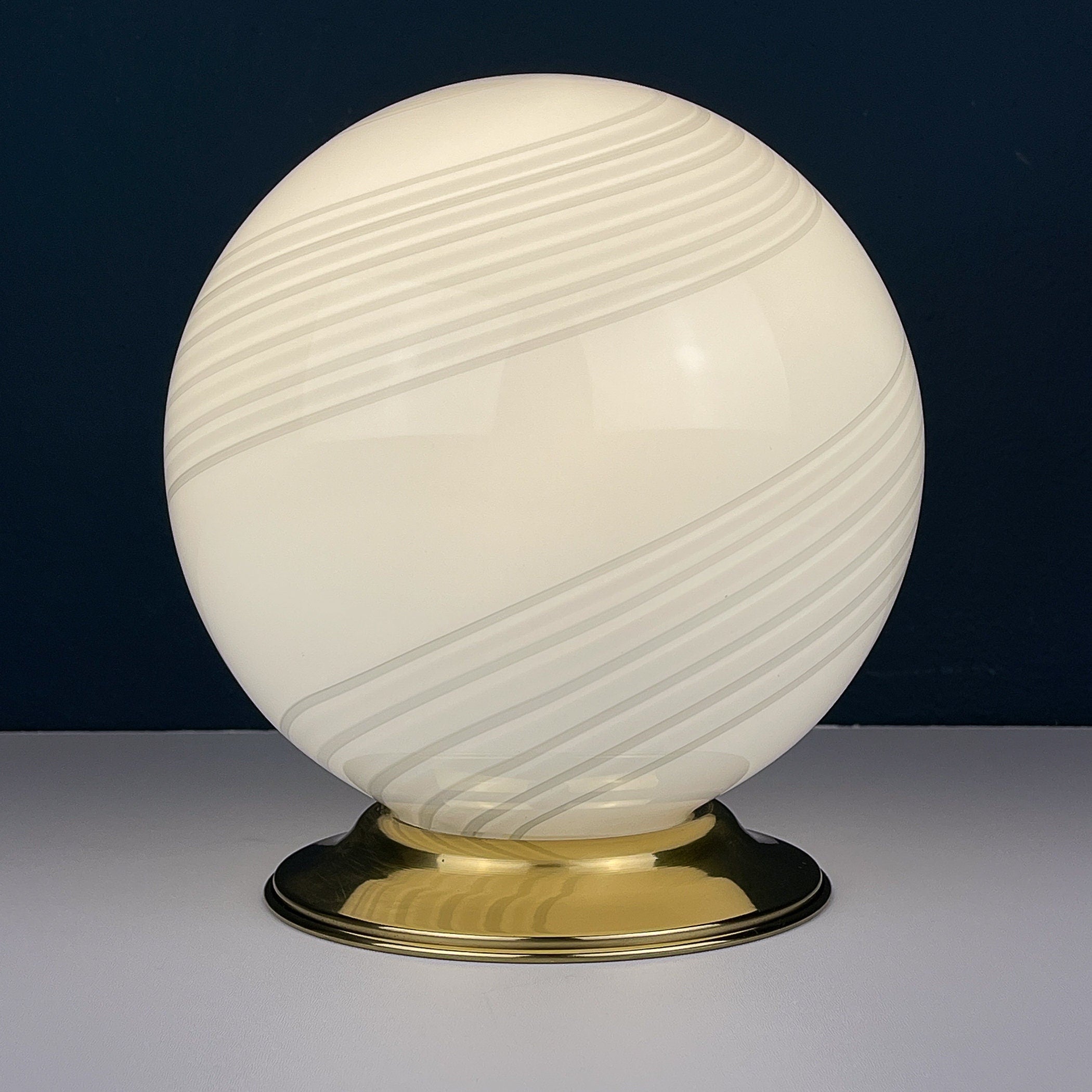 Vintage white murano table lamp Italy 1970s, Mid-century modern design