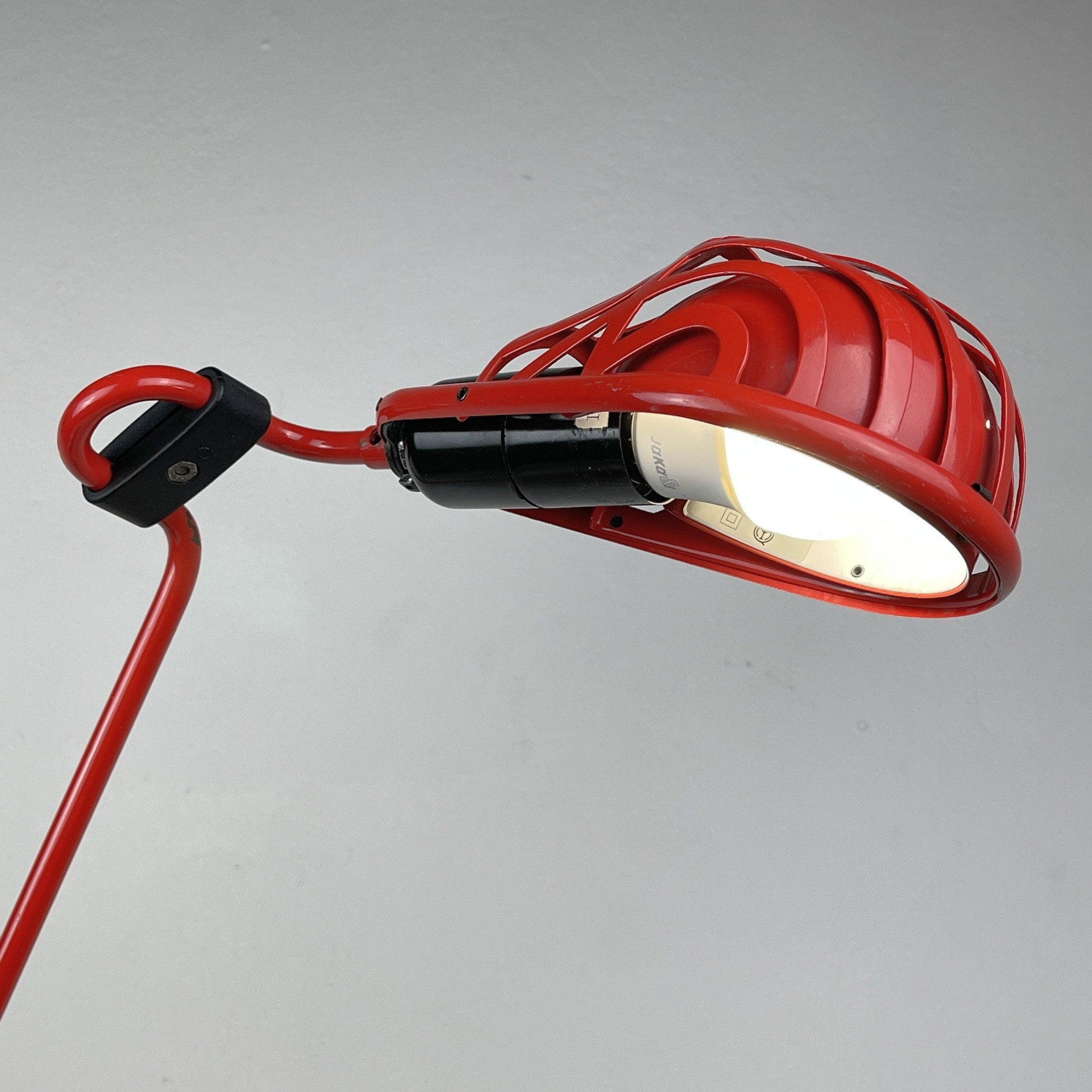 Mid-century red desk  lamp IGLOO by Tommaso Cimini for Lumina Italy 1980s