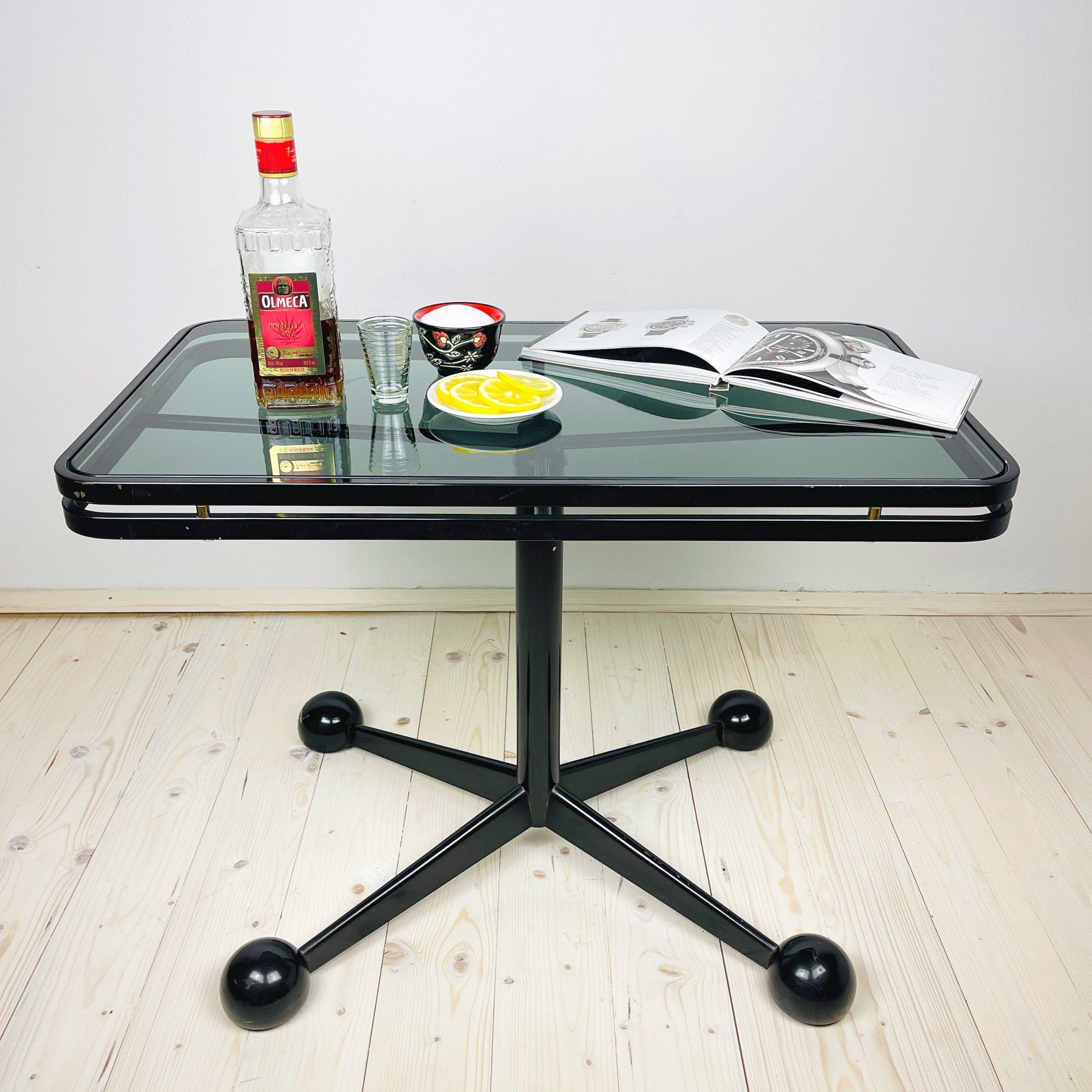 Large black coffee table by Allegri Arredamenti, Italy 1970s