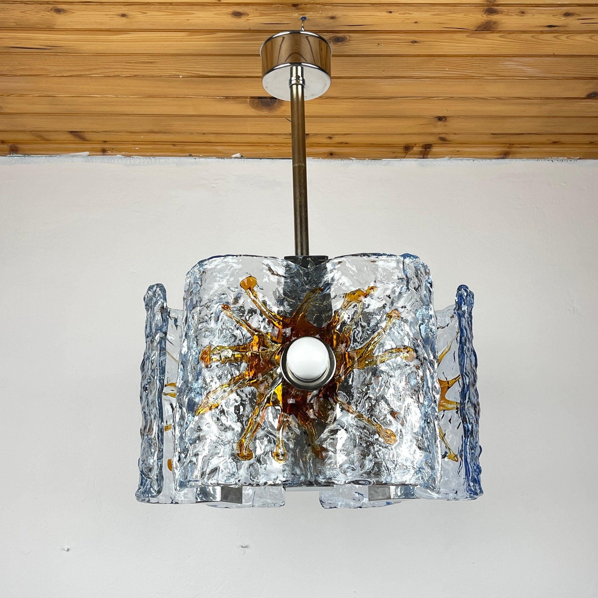 Mid-Century AV Mazzega Murano Glass Chandelier: Italian Space Age Lighting
