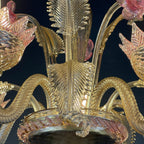Murano chandelier Italy 1980s Pink and clear Italian home decor