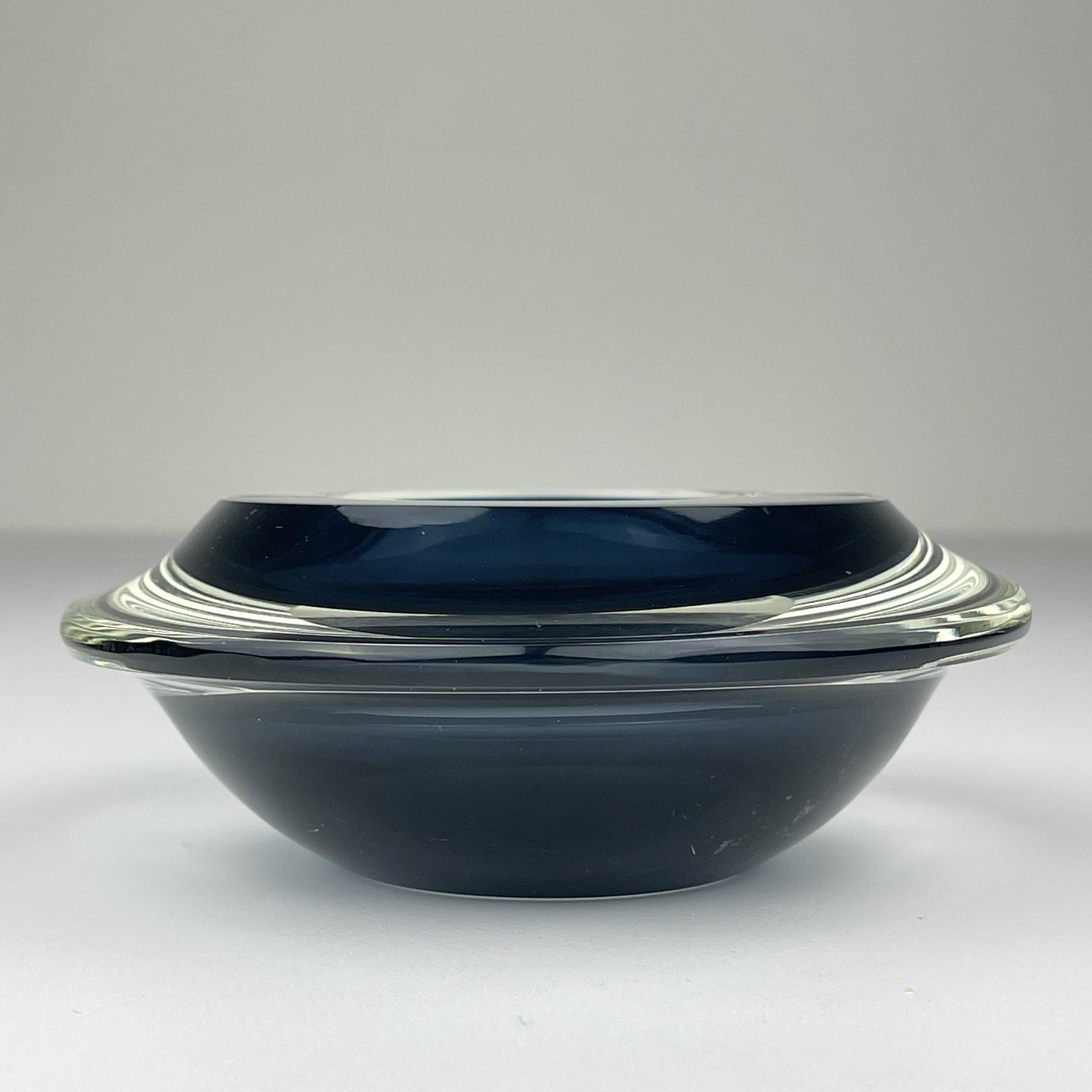 Original blue murano glass ashtray, Italy, 1980s, Vintage Home Decor