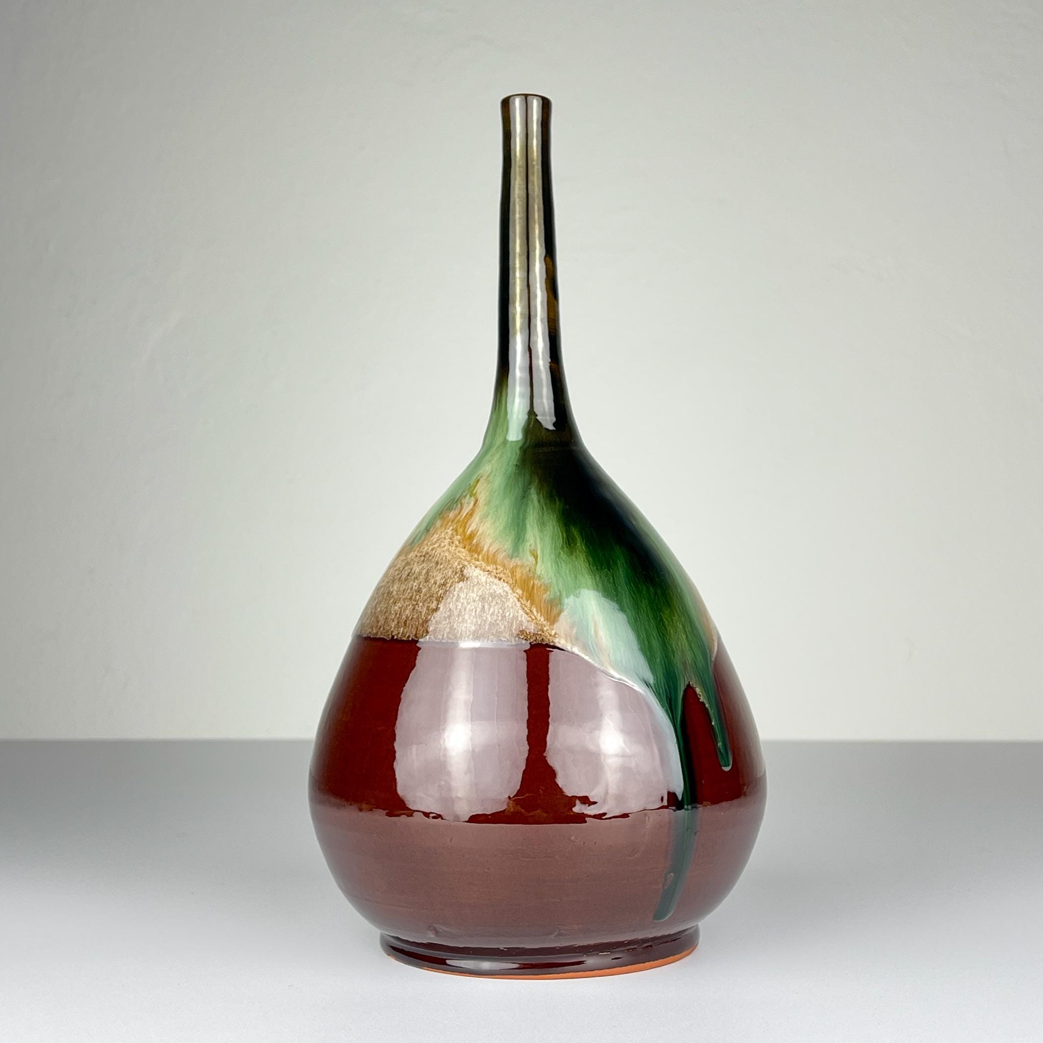 Vintage brown ceramic vase by Piqueres, Spain, 1970s, Vintage home decor