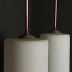 Mid-century opalin glass pendant lamp Italy 1960s Set of 2 Industrial italian lighting