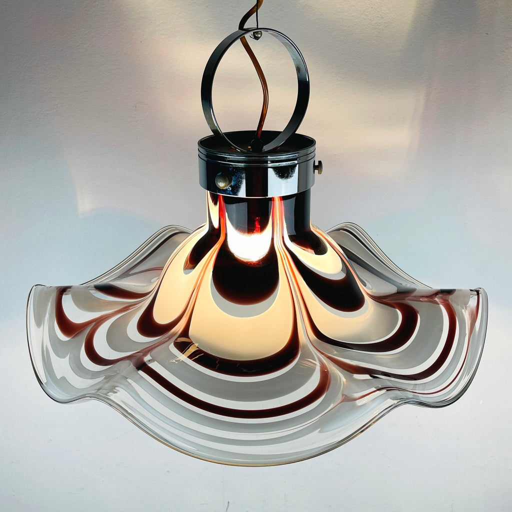 Original murano pendant lamp Flower by AV Mazzega Italy 1970s