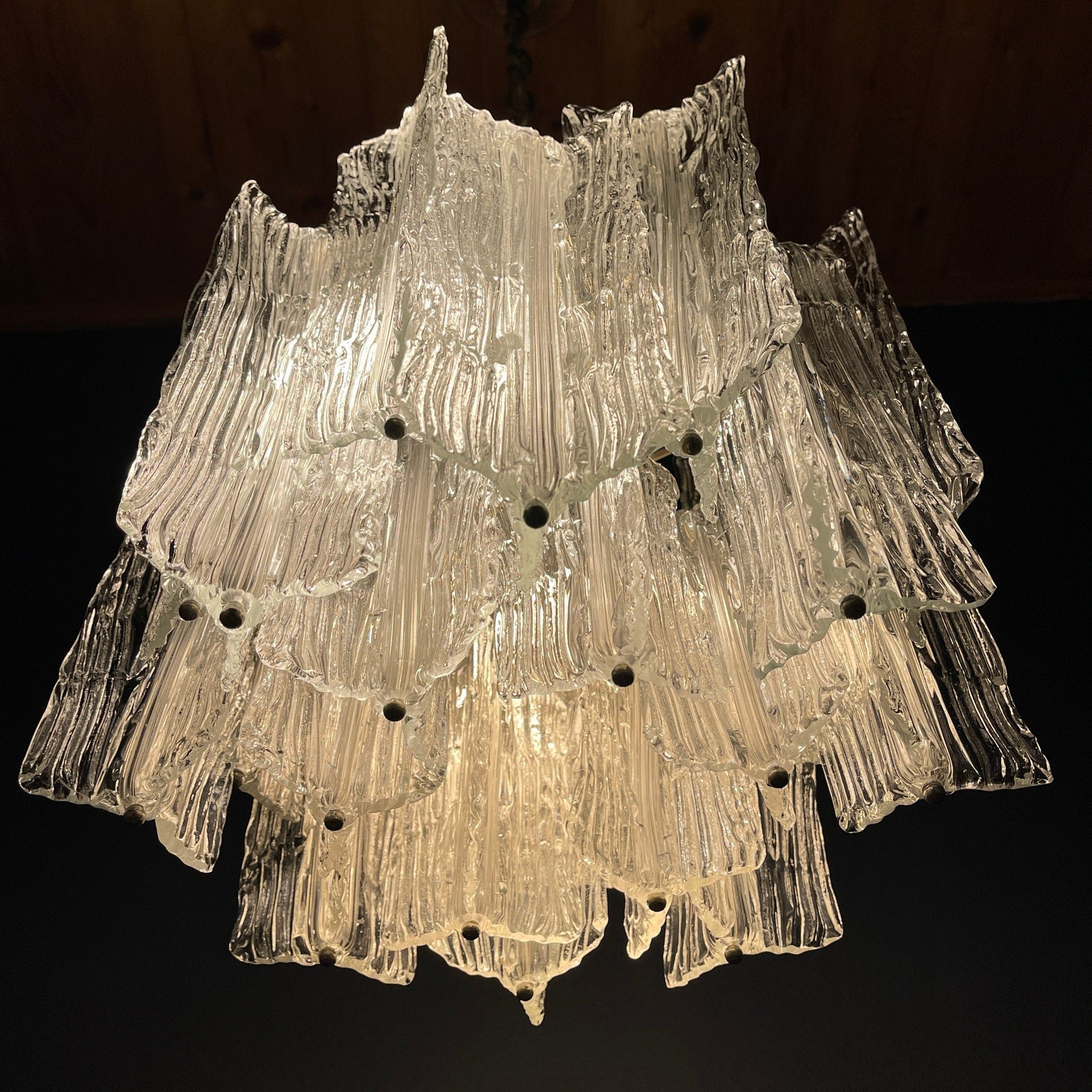 Mid-century murano glass chandelier Eliche by Venini Italy 1960s