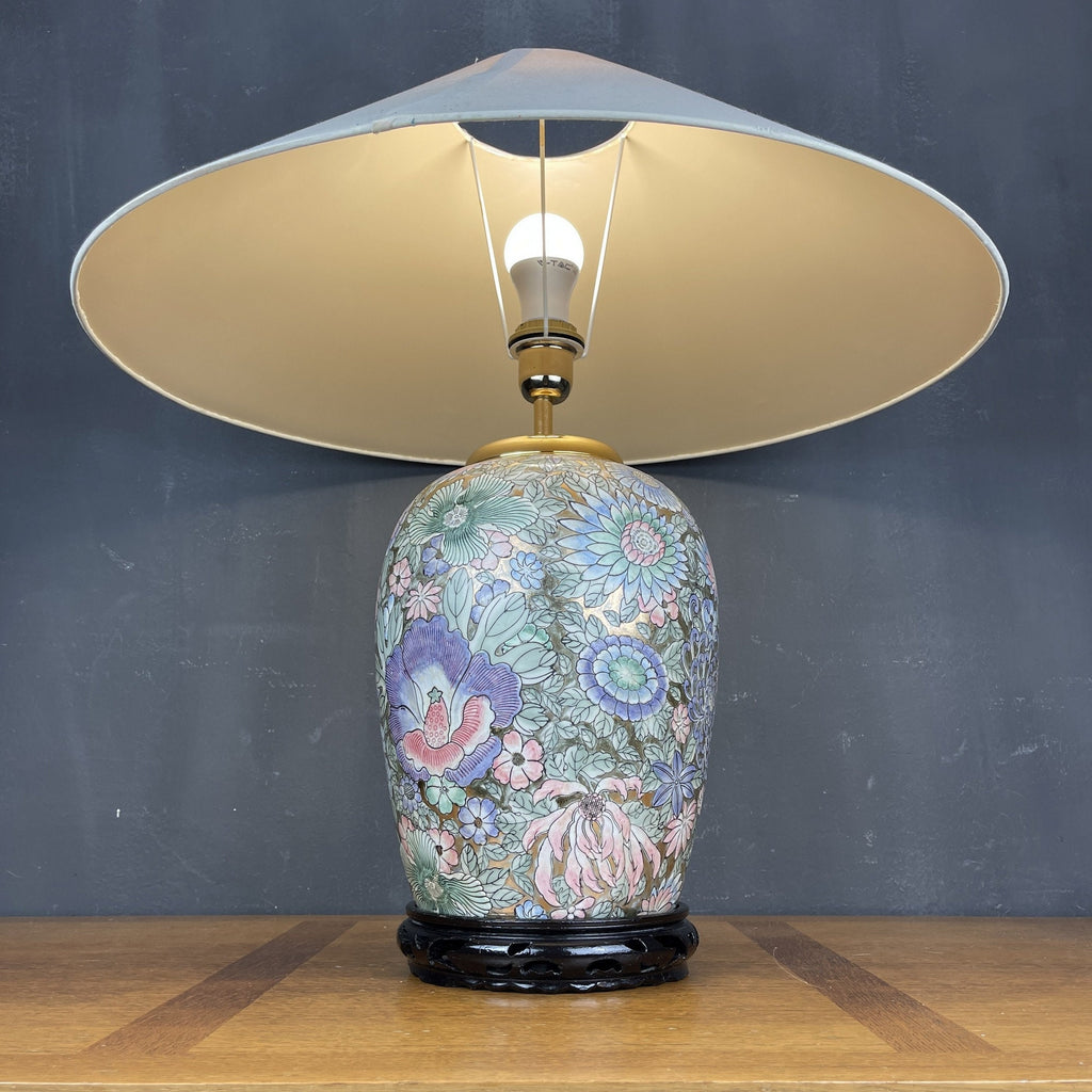 Vintage ceramic table lamp Flower Italy 1970s