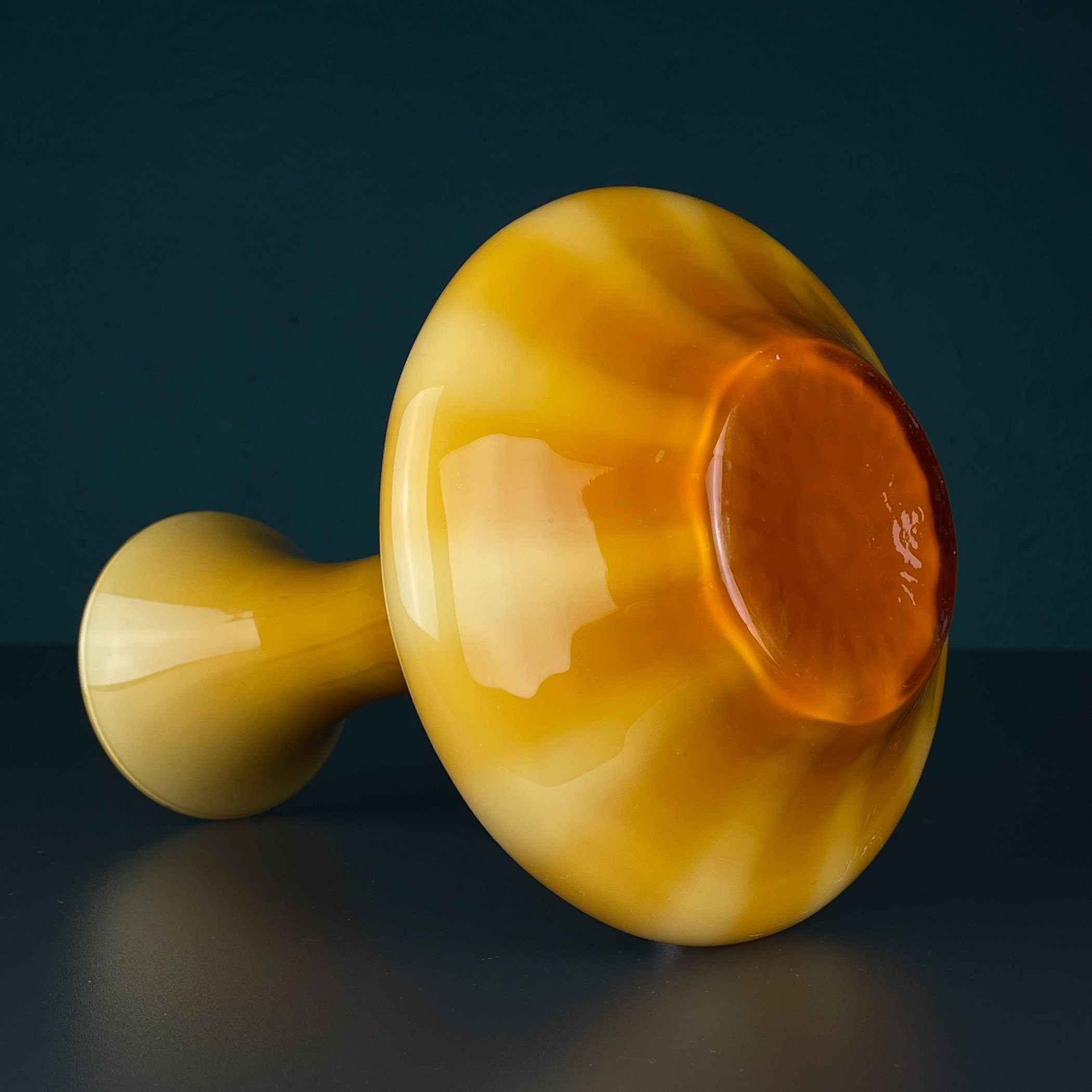 Vintage yellow murano vase, Italy 1970s, Mid-century home decor