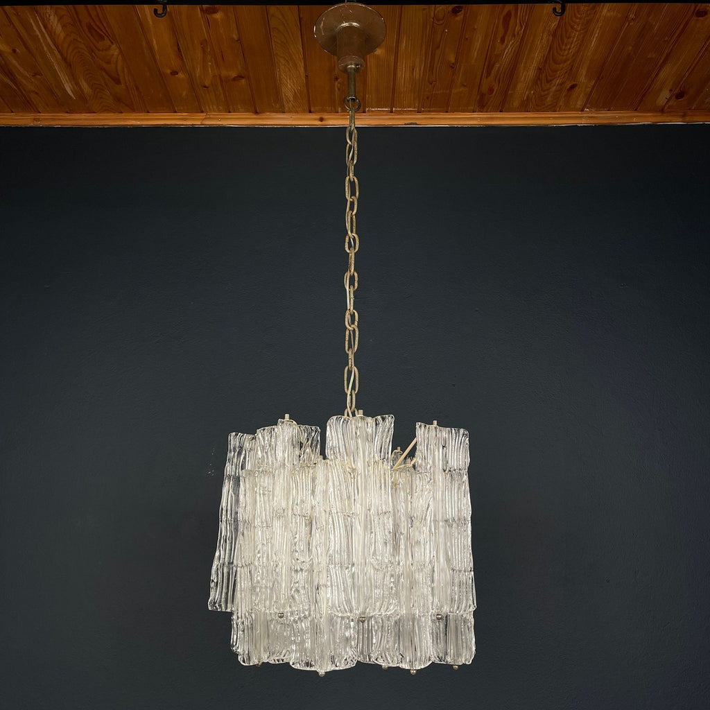Mid-century murano glass chandelier Eliche by Venini Italy 1960s