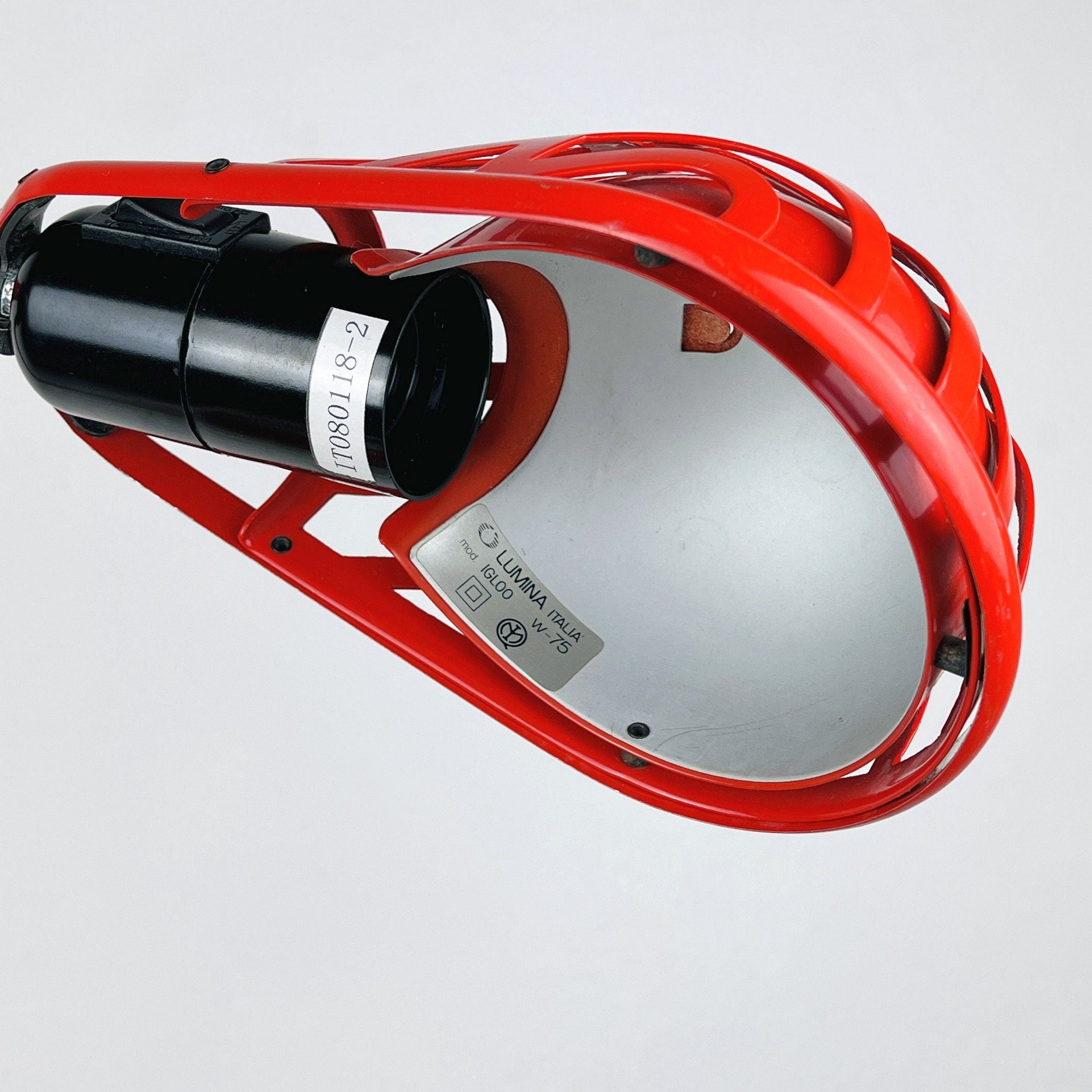 Mid-century red desk  lamp IGLOO by Tommaso Cimini for Lumina Italy 1980s