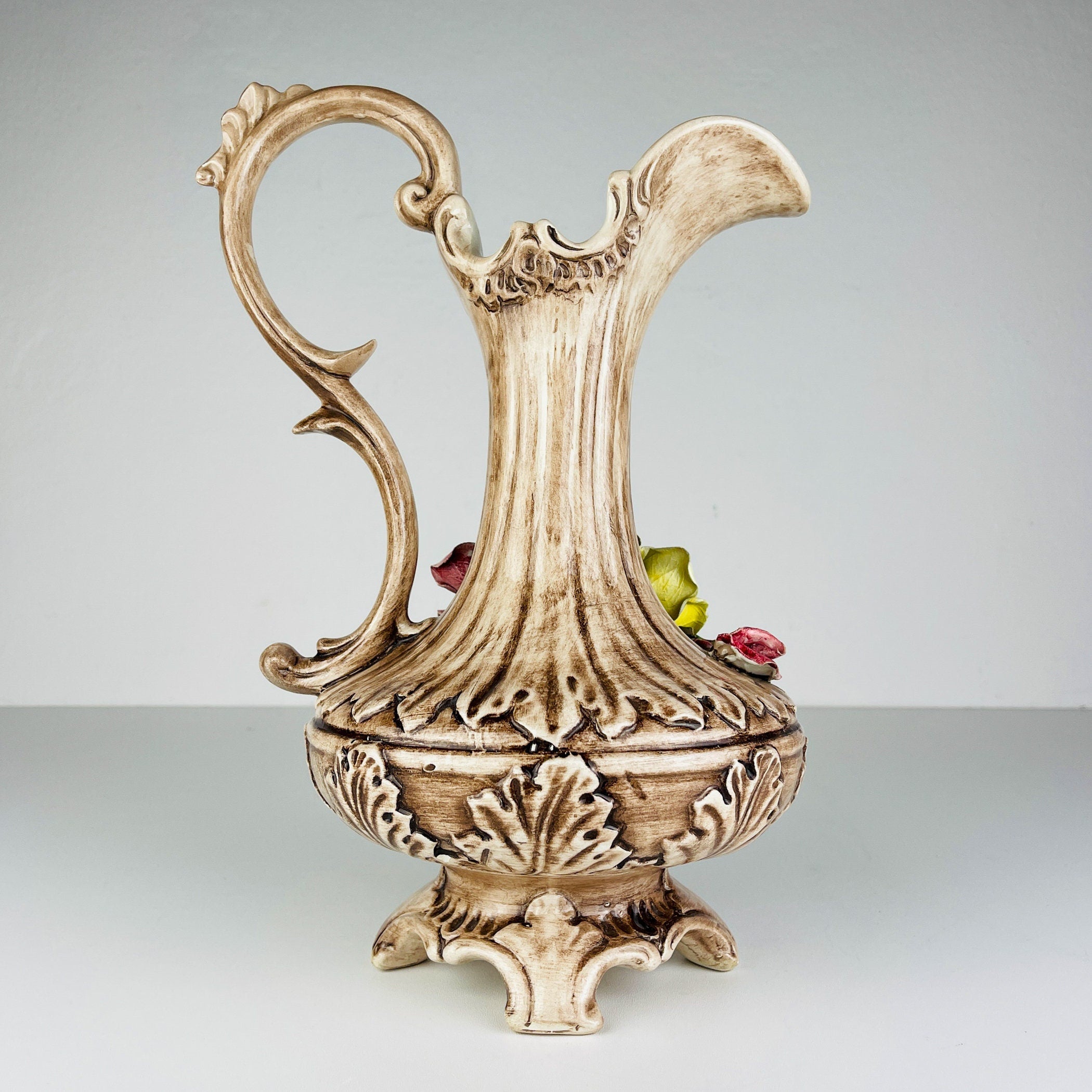 Vintage Italian Ceramic Pitcher by Bassano, Mid 20th Century Italian home decor