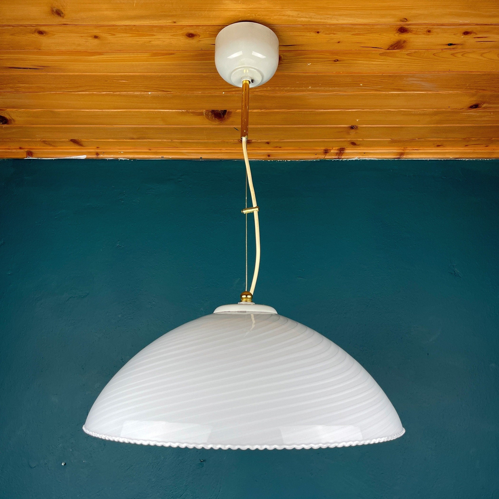 Vintage Swirl Murano Glass Pendant Lamp - 1970s Italian Lighting