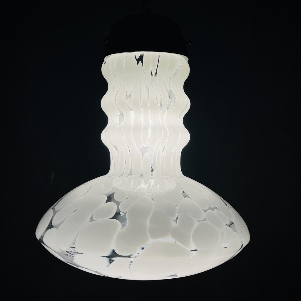 White murano pendant lamp by Carlo Nason for Mazzega, Italy 1960s