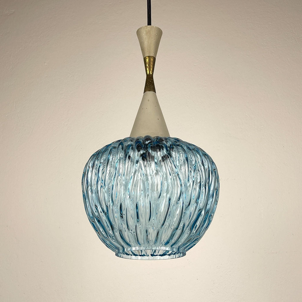 Vintage blue Murano pendant lamp by Stilnovo, Italy 1950s, Mid-century Italian modern