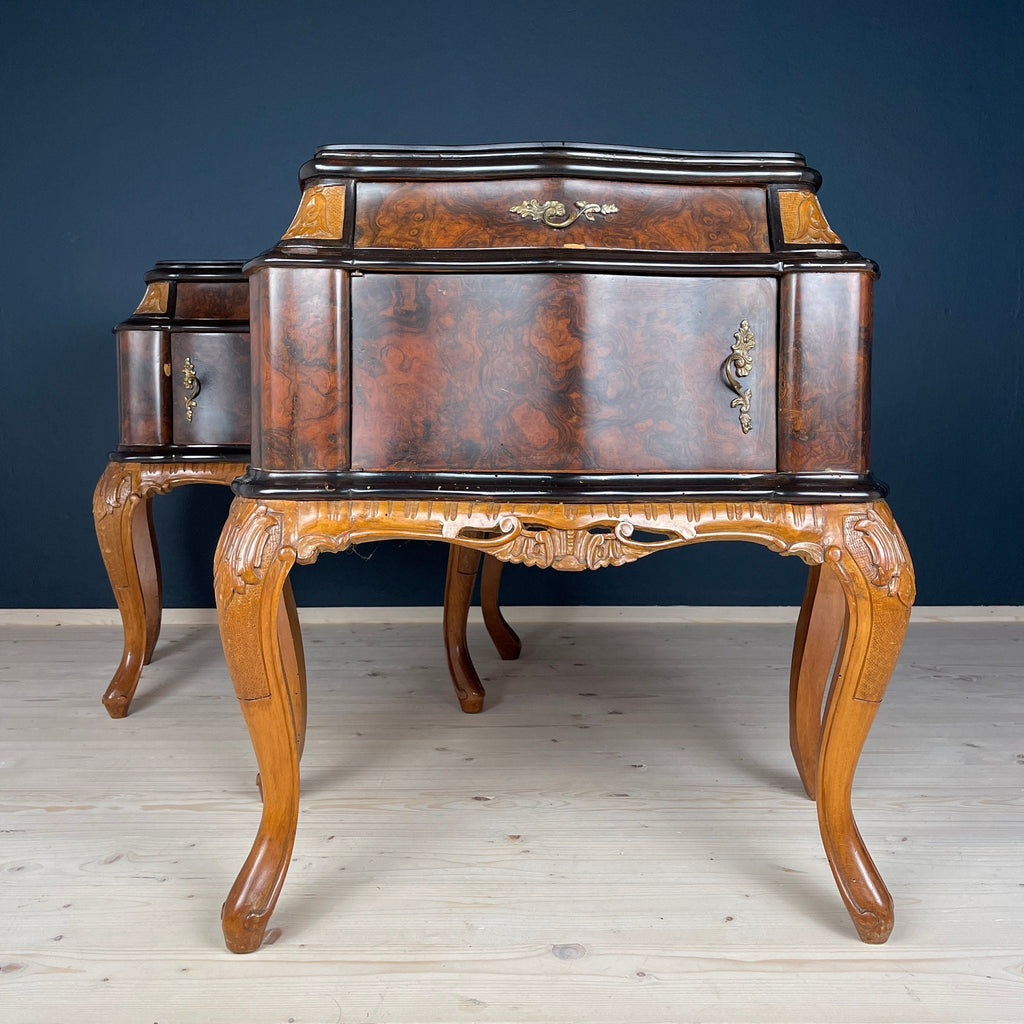 Vintage wood nightstands Italy 1950s Set of 2