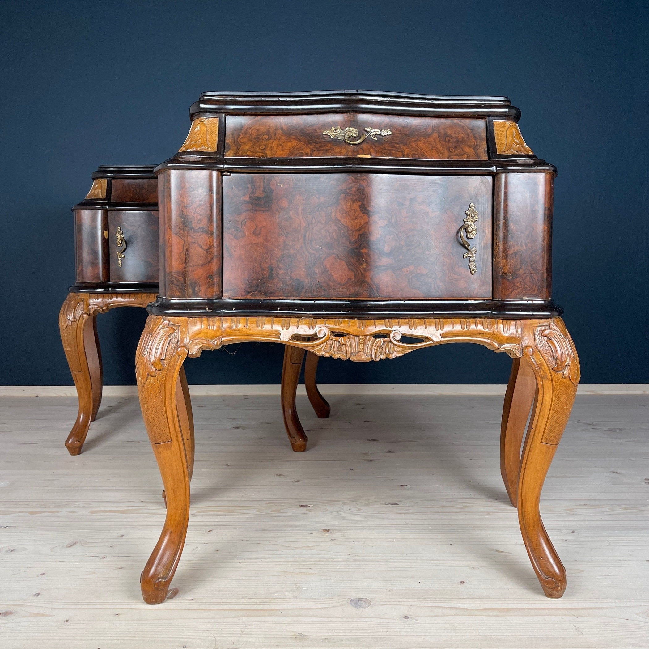 Vintage wood nightstands Italy 1950s Set of 2