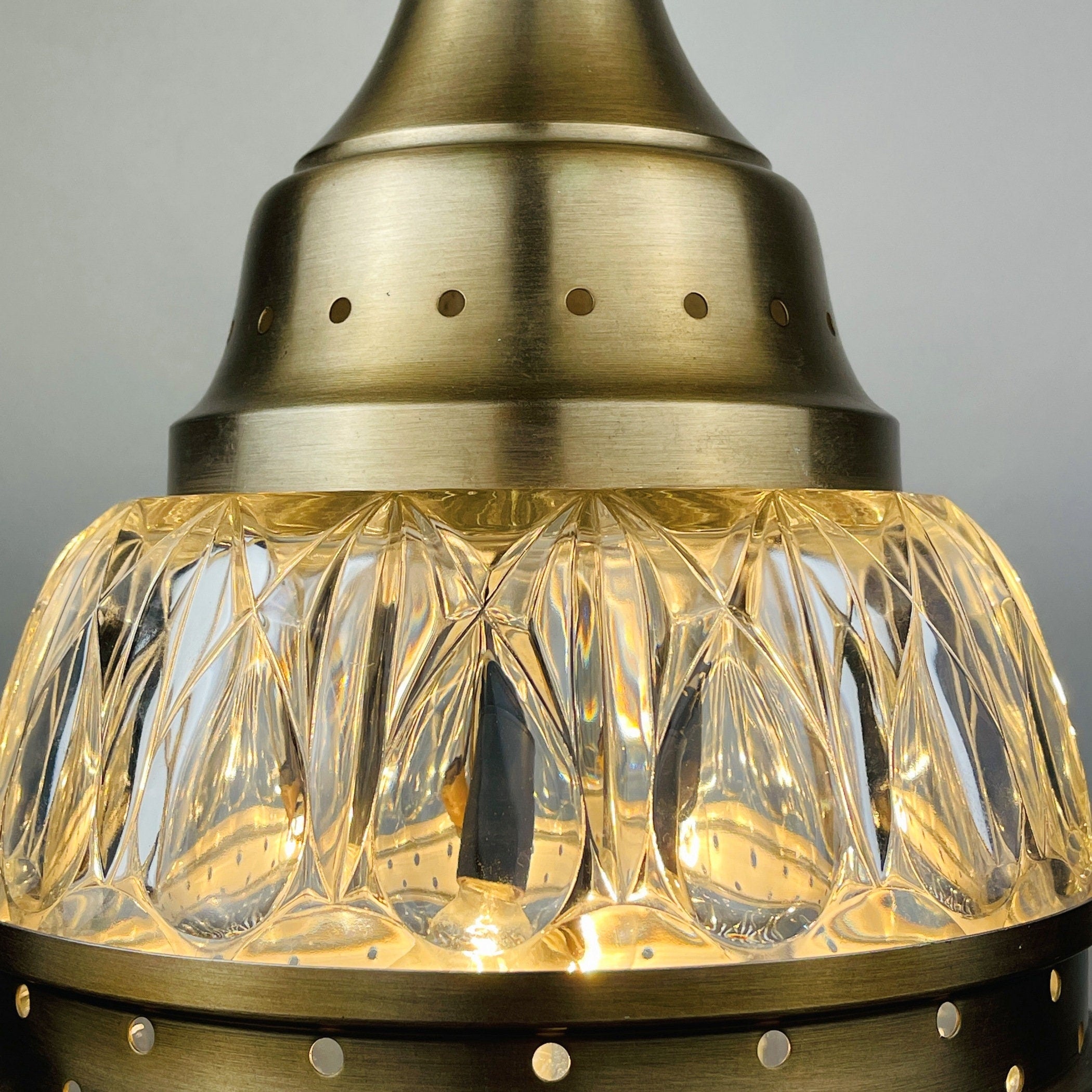 Mid-century glass pendant lamp Italy 1960s Vintage Italian lighting Space Age