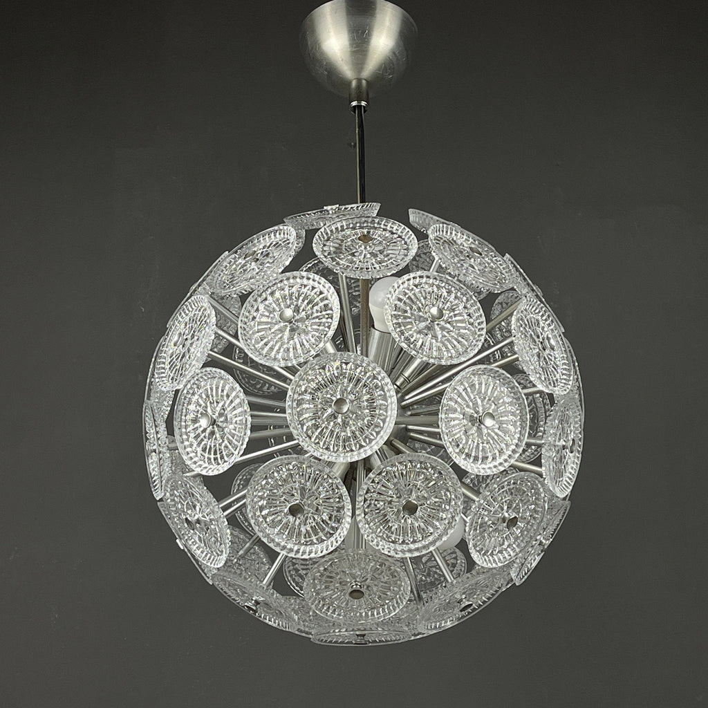 Vintage crystal chandelier Sputnik Dandelion Italy 1960s mid-century modern italian lighting