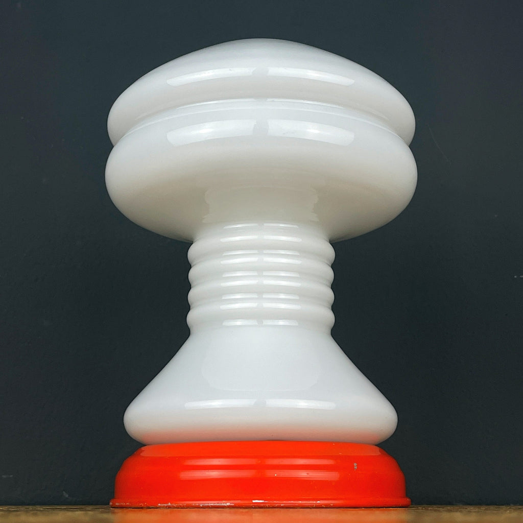 Vintage White Opaline Glass Table Lamp: Italian Mid-Century Modern Lighting