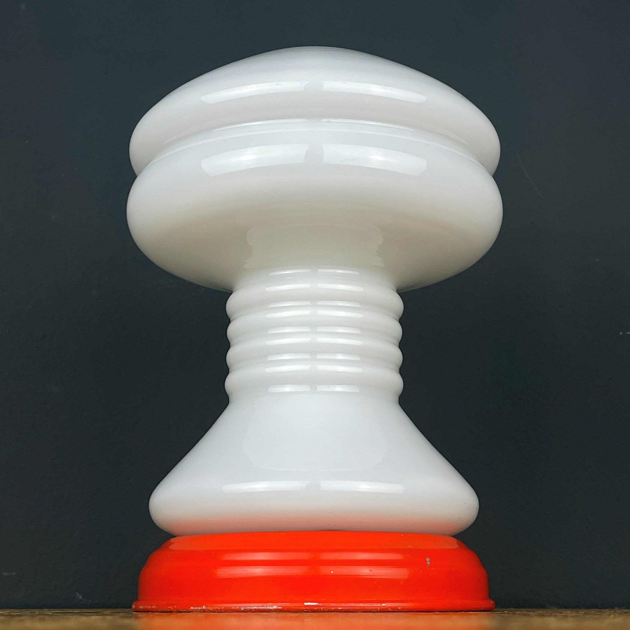 Vintage White Opaline Glass Table Lamp: Italian Mid-Century Modern Lighting