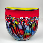 Original large vintage murano glass vase Murrine, Italy 1980s