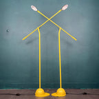 Pair of yellow floor lamps Yugoslavia 1960s Industrial Mid-century lighting Space age