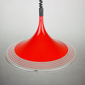 Mid-century red plastic pendant lamp Albatros Meblo Yugoslavia 1970s Space age atomic