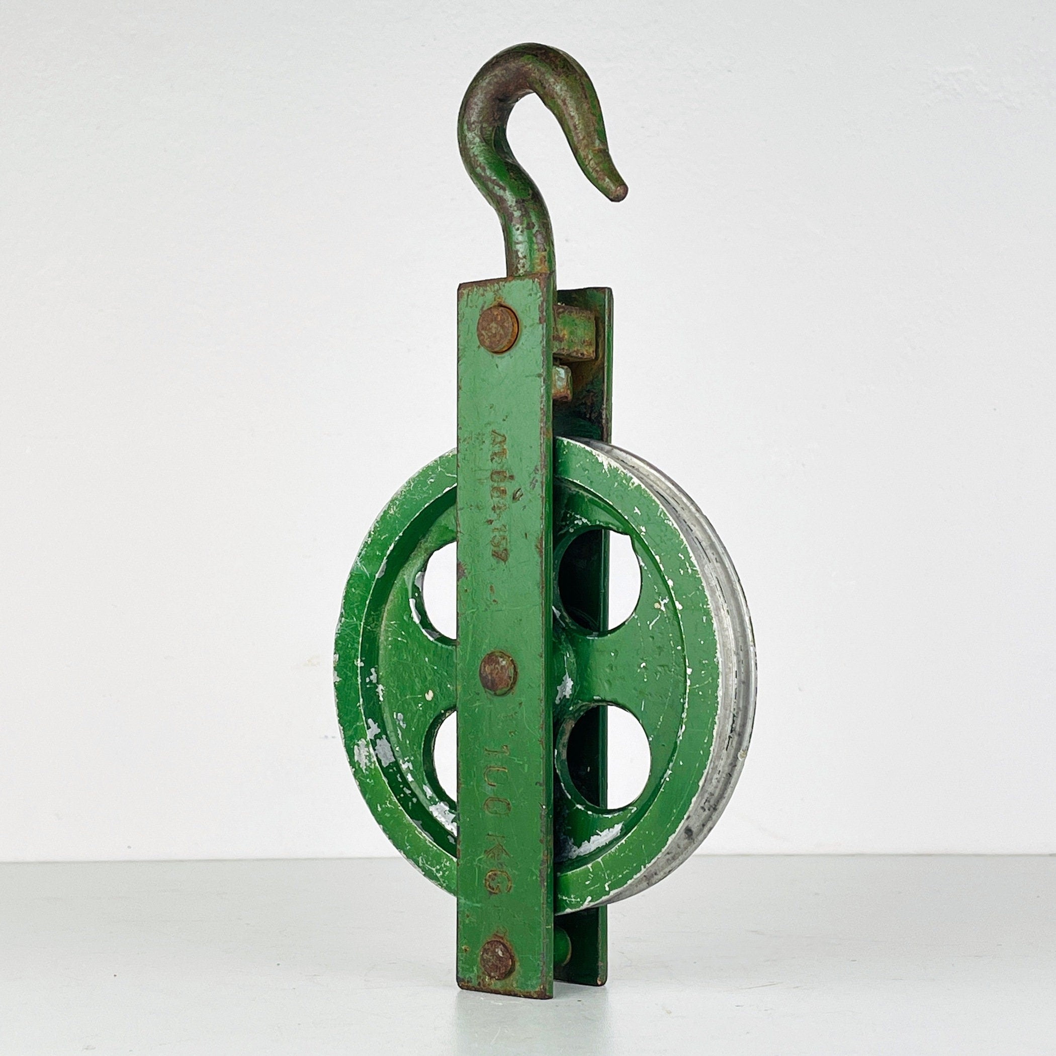 Vintage pulley Yugoslavia 1970s Industrial Home Decor Retro Loft Steel Rope Pulley