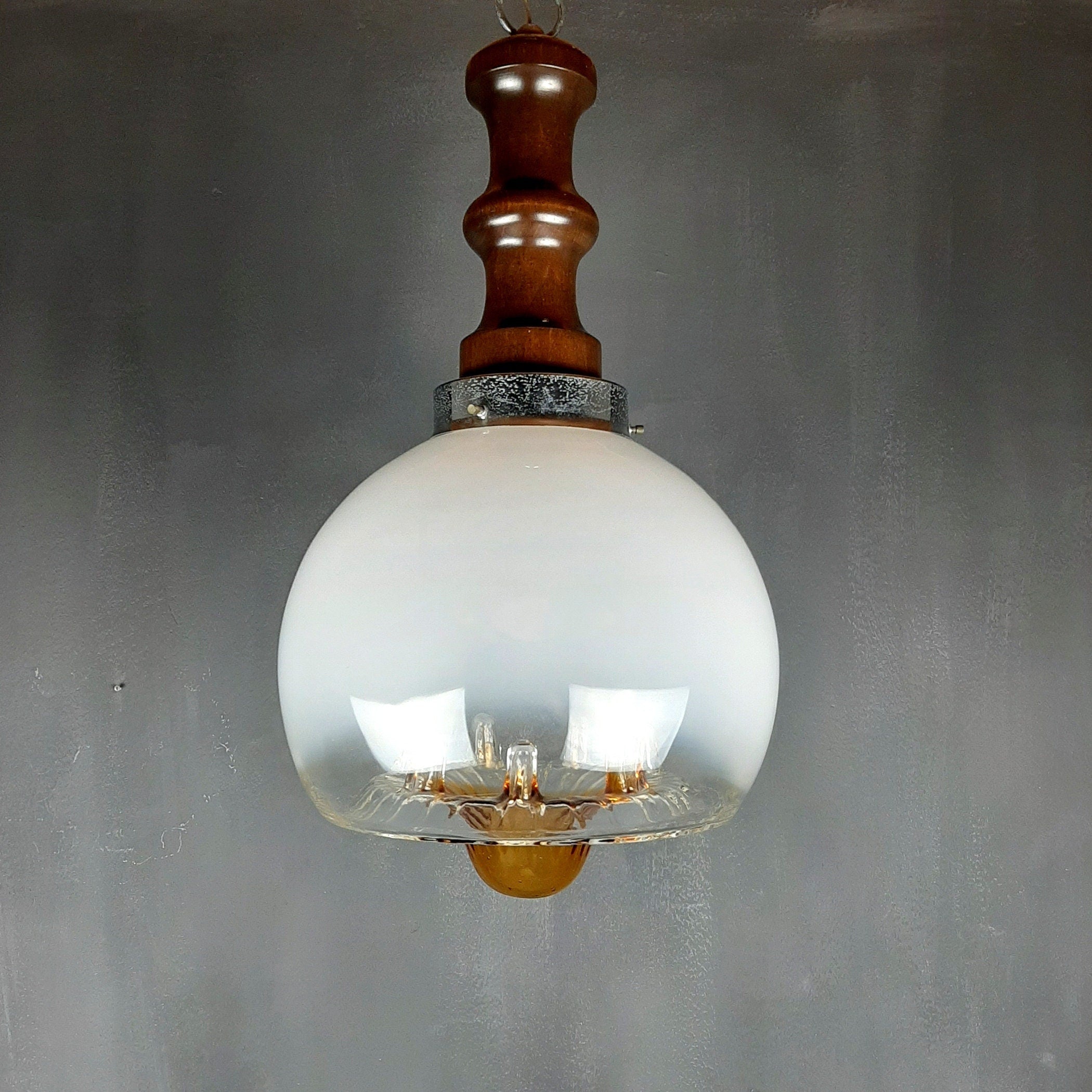 Large vintage murano glass pendant lamp by Mazzega Italy 1960s Mid-century lighting