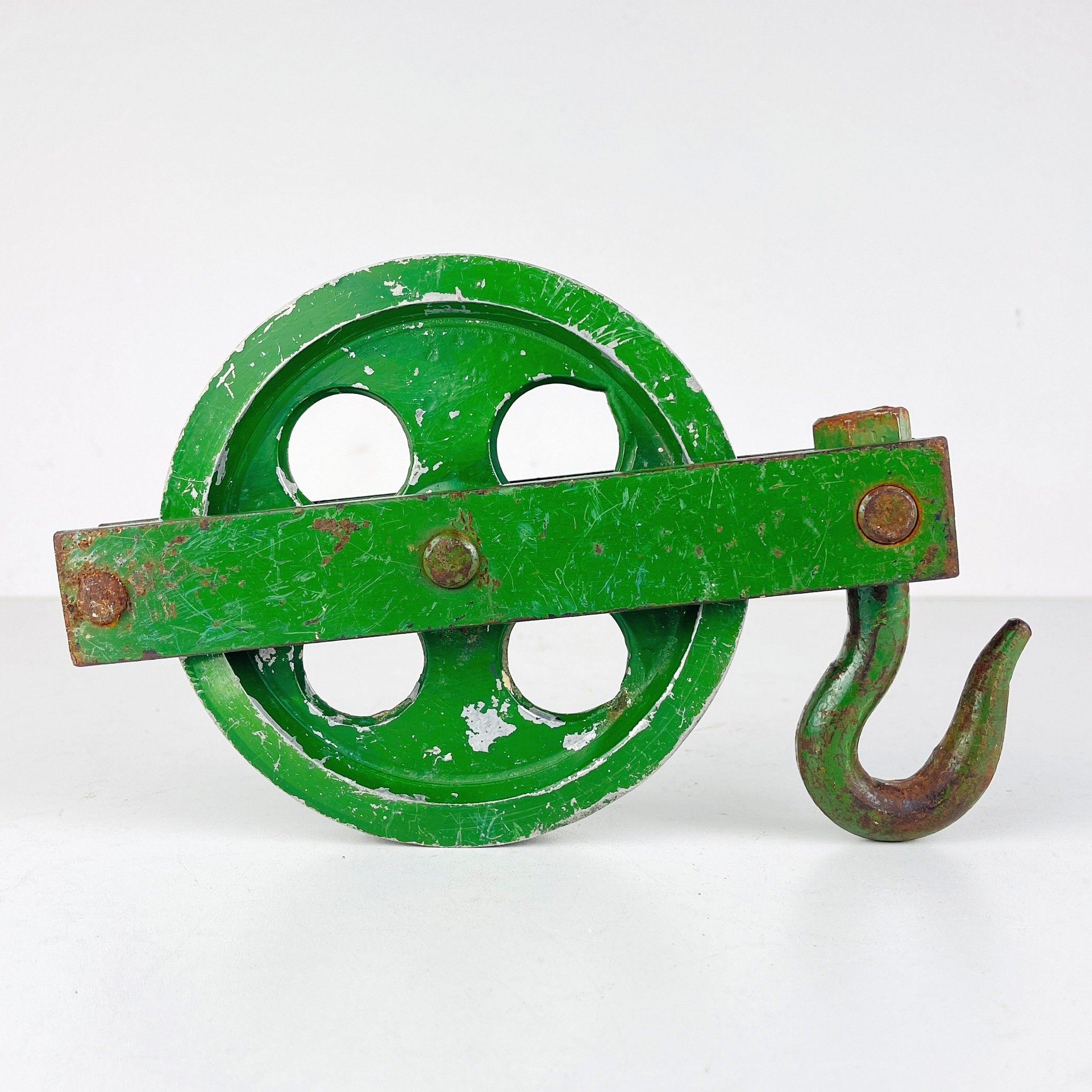 Vintage pulley Yugoslavia 1970s Industrial Home Decor Retro Loft Steel Rope Pulley